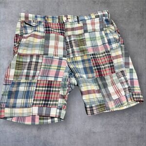 Polo Ralph Lauren Shorts Mens 36 Patchwork Madras Plaid 9" Chino Casual Golf